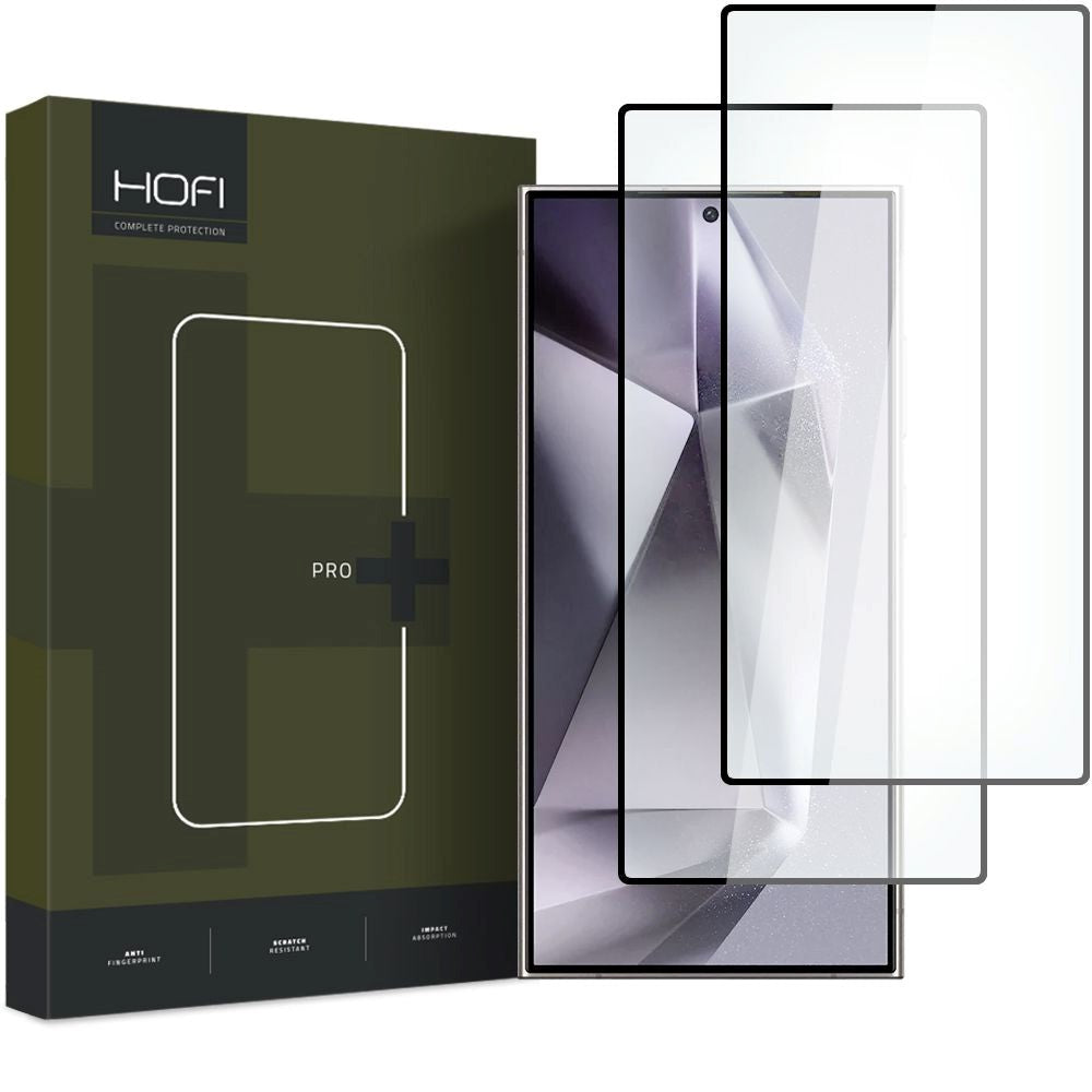 Hofi Samsung Galaxy S24 Ultra Glass Pro+ Skærmbeskyttelsesglas - Case Friendly - 2-Pak - Sort Kant