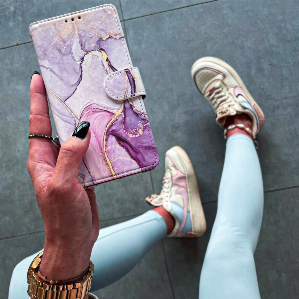 Tech-Protect Samsung Galaxy A25 (5G) Wallet Flip Cover m. Pung & Ståfunktion - Marmor