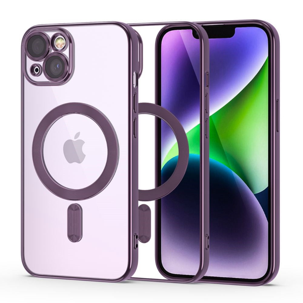 Tech-Protect iPhone 14 MagShine Bagside Cover - MagSafe Kompatibel - Gennemsigtig / Violet