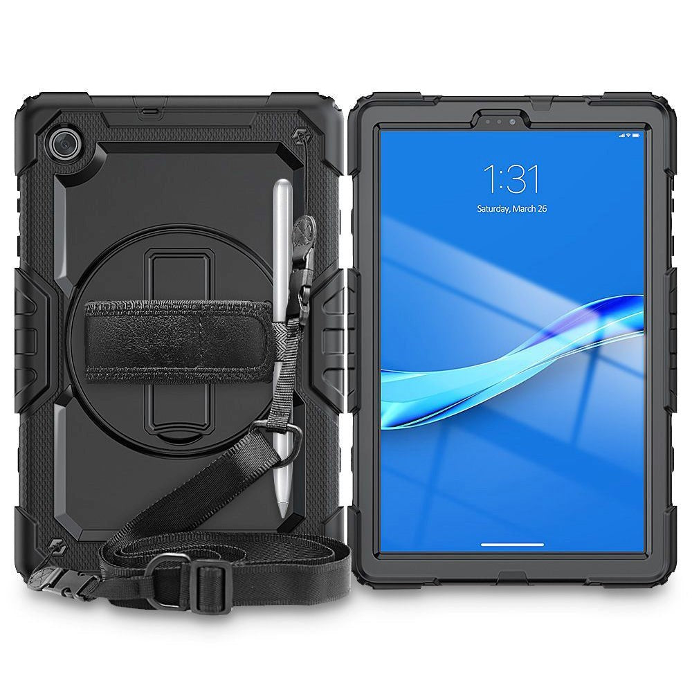 Lenovo Tab M10 HD (2. Gen.) 10.1" (TB-X306F) Tech-Protect Solid360 Håndværker Cover m. Beskyttelsesfilm, Håndholder & Skulderstrop - Sort