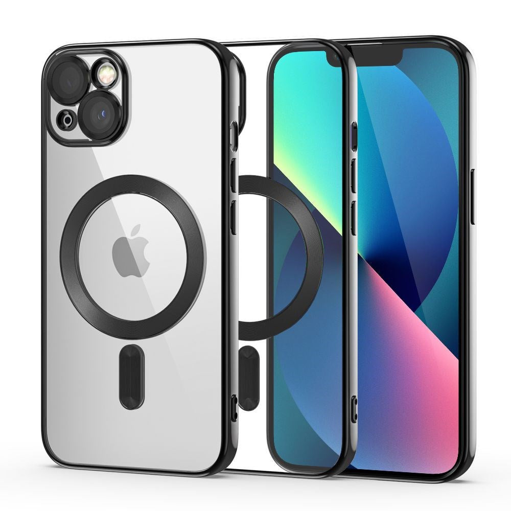 Tech-Protect iPhone 13 MagShine Bagside Cover - MagSafe Kompatibel - Gennemsigtig / Sort
