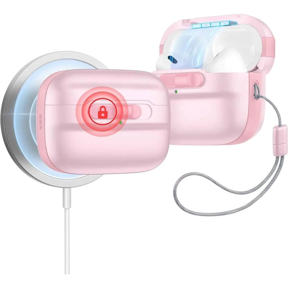 AirPods Pro (1. & 2. Gen.) ESR Pulse Cover m. Lås - MagSafe Kompatibel - Lyserød
