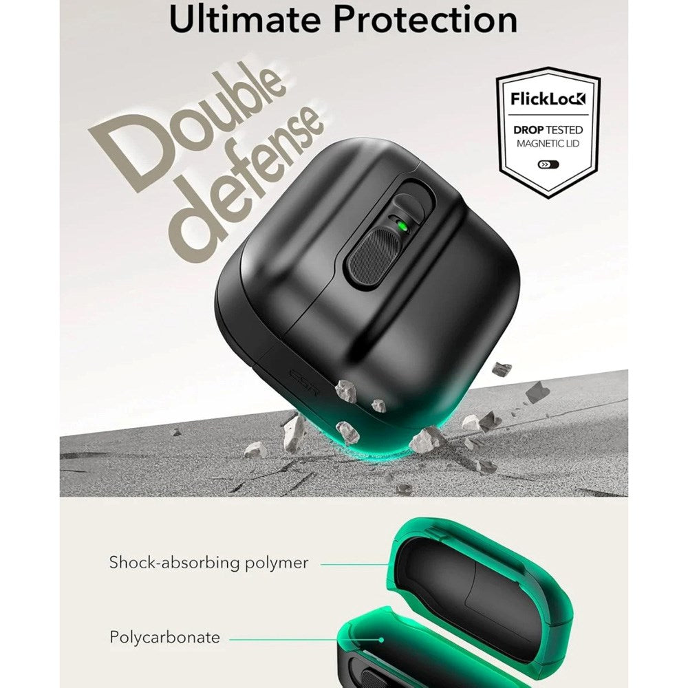 AirPods (4. Gen.) ESR Pulse Cover m. Lås - MagSafe Kompatibel - Sort