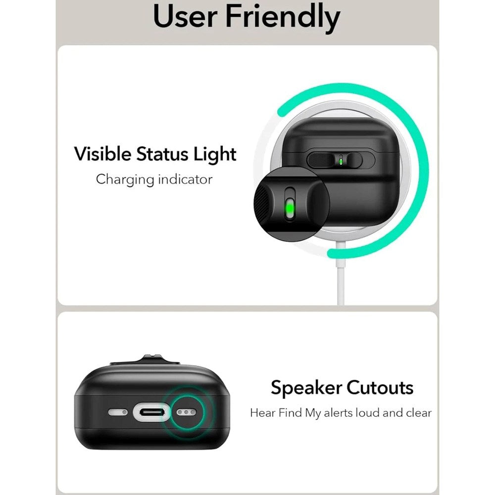 AirPods (4. Gen.) ESR Pulse Cover m. Lås - MagSafe Kompatibel - Sort