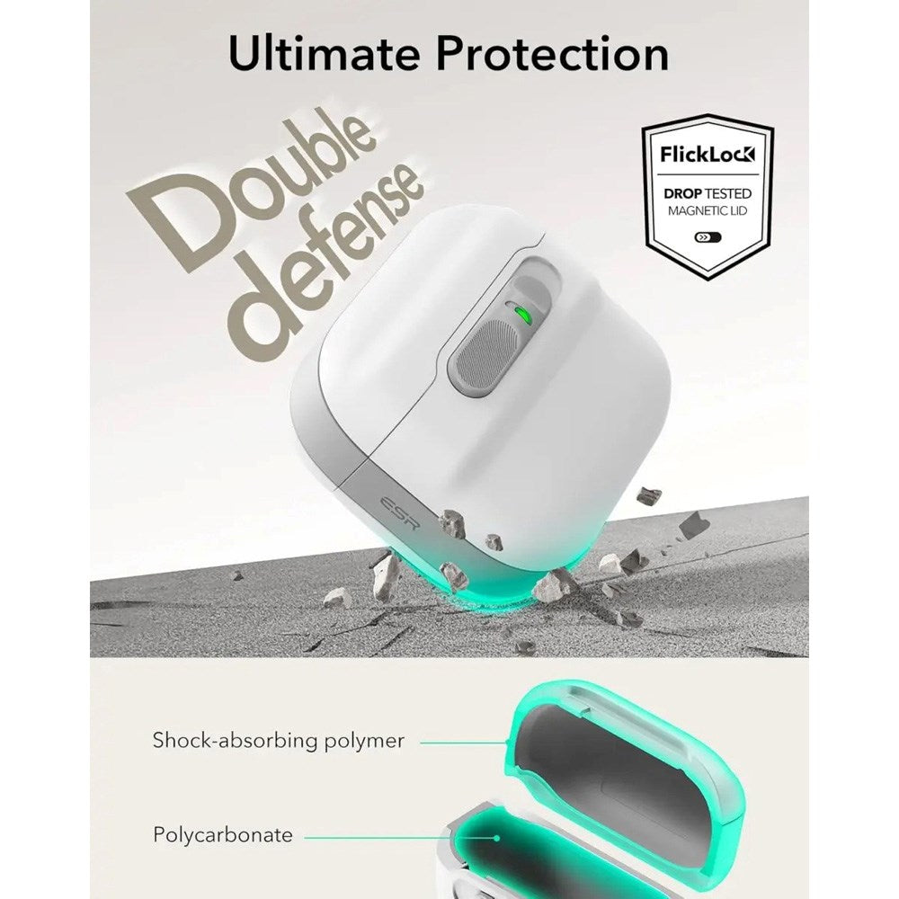 AirPods (4. Gen.) ESR Pulse Cover m. Lås - MagSafe Kompatibel - Hvid