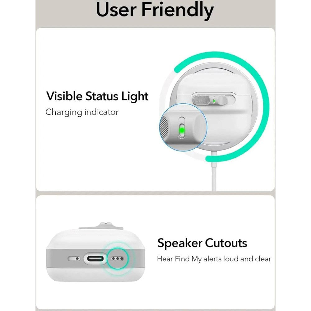 AirPods (4. Gen.) ESR Pulse Cover m. Lås - MagSafe Kompatibel - Hvid