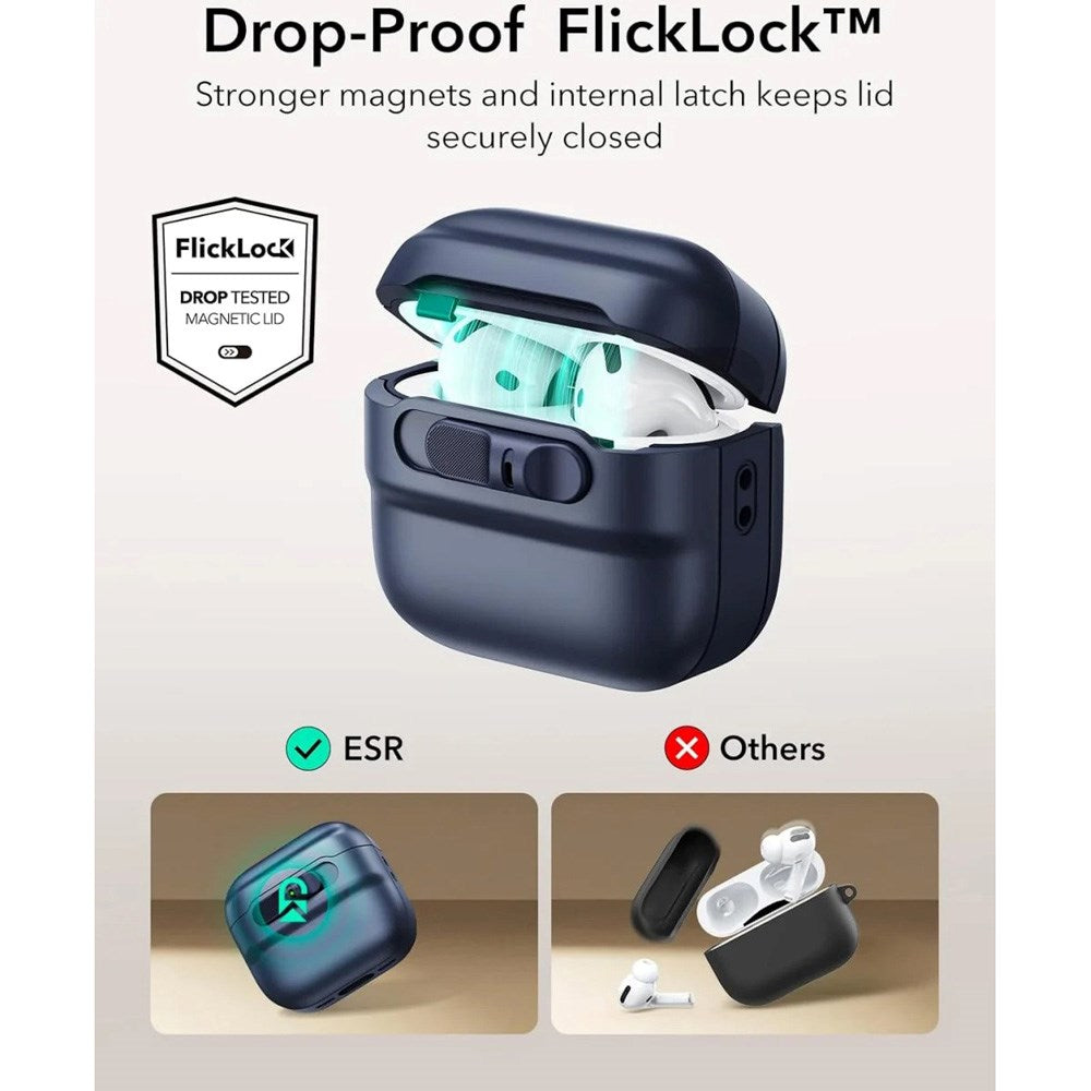 AirPods (4. Gen.) ESR Pulse Cover m. Lås - MagSafe Kompatibel - Blå
