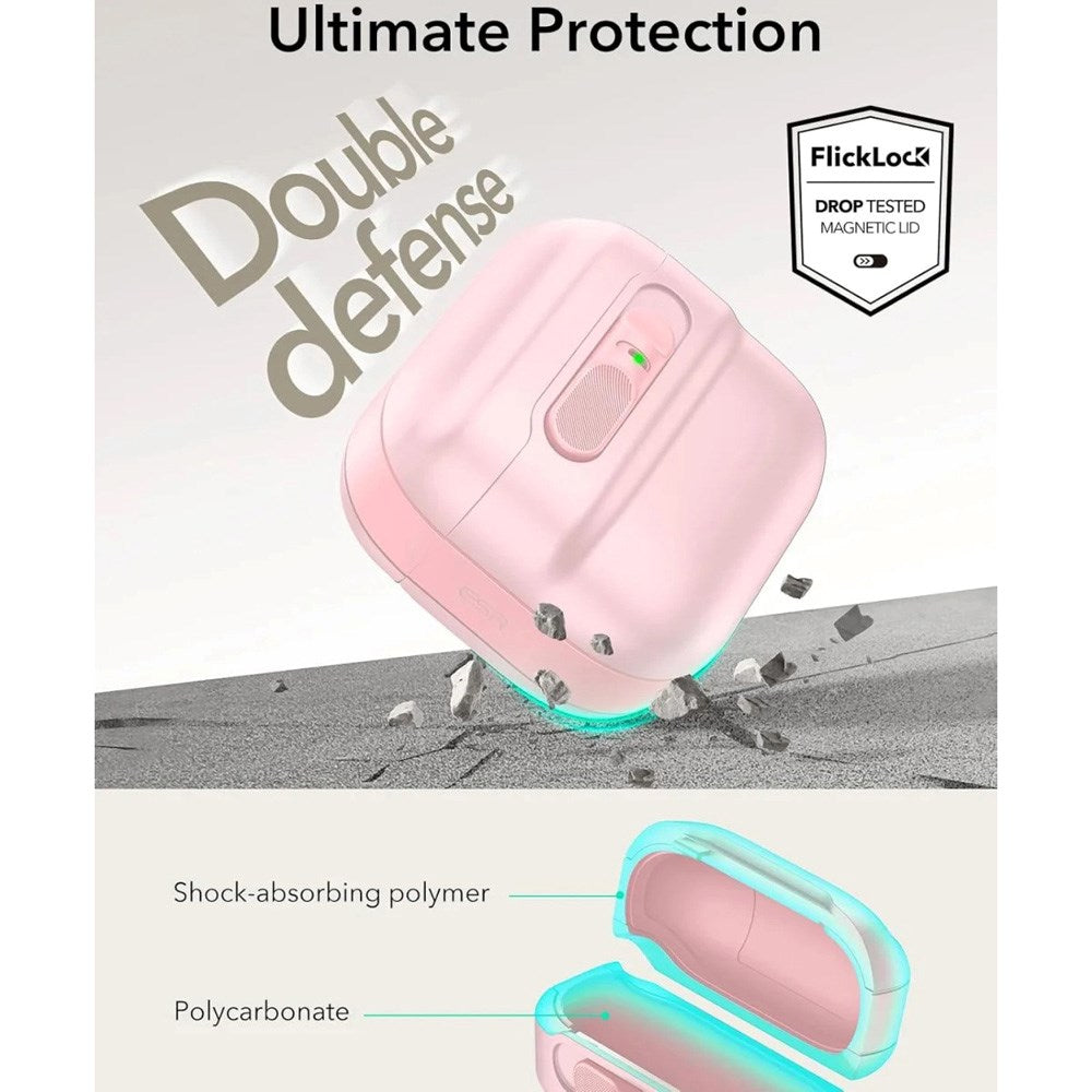 AirPods (4. Gen.) ESR Pulse Cover m. Lås - MagSafe Kompatibel - Lyserød