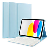 iPad 10.9" (2022) Tech-Protect Keyboard Cover m. Apple Pencil Holder - Engelsk Layout - Lyseblå