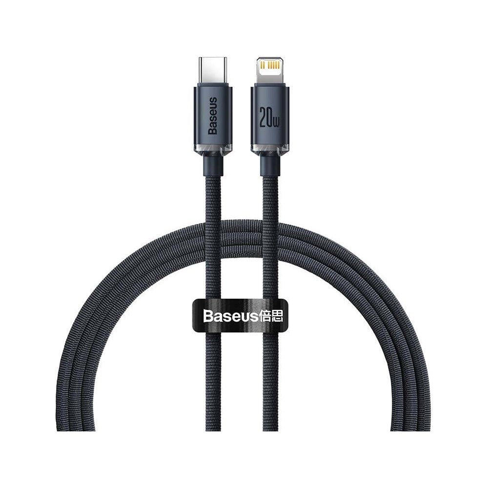 Baseus Crystal Kabel USB-C til Lightning - PD 20W - 1,2m - Sort