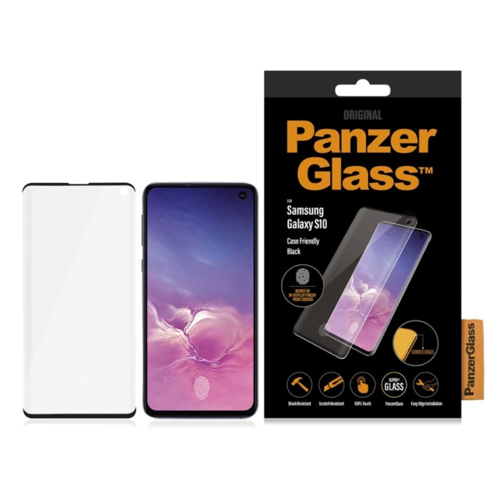 Samsung Galaxy S10 PanzerGlass Curved Glass Skærmbeskyttelse - Fingerprint & Case Friendly - Sort