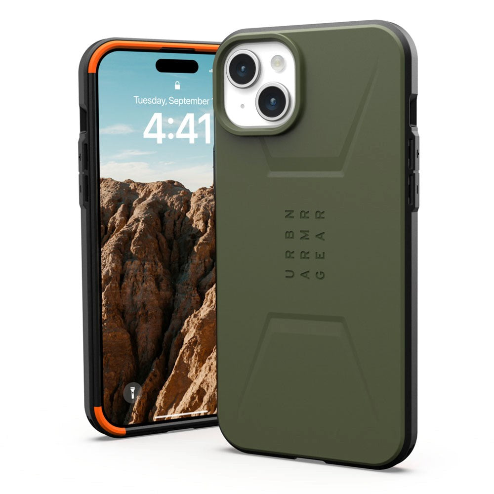 UAG iPhone 15 Plus CIVILIAN Series Bagside Cover - MagSafe Kompatibel - Olive
