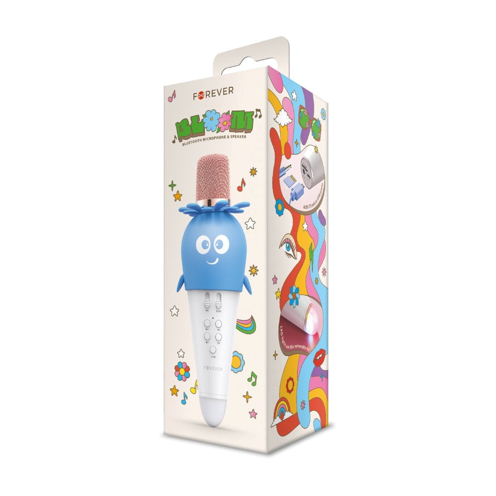 Bluetooth Karaoke Mikrofon m. Højtaler - Forever AMS-200 - Blå