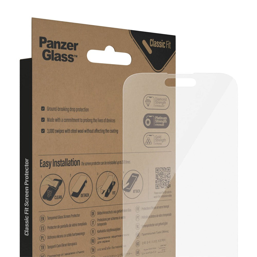 PanzerGlass iPhone 14 Pro Max AntiBacterial Classic Fit Skærmbeskyttelsesglas - Gennemsigtig