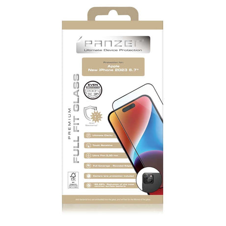 PANZER iPhone 15 Plus Premium Full-Fit Glass - Hærdet Glas - Sort Kant