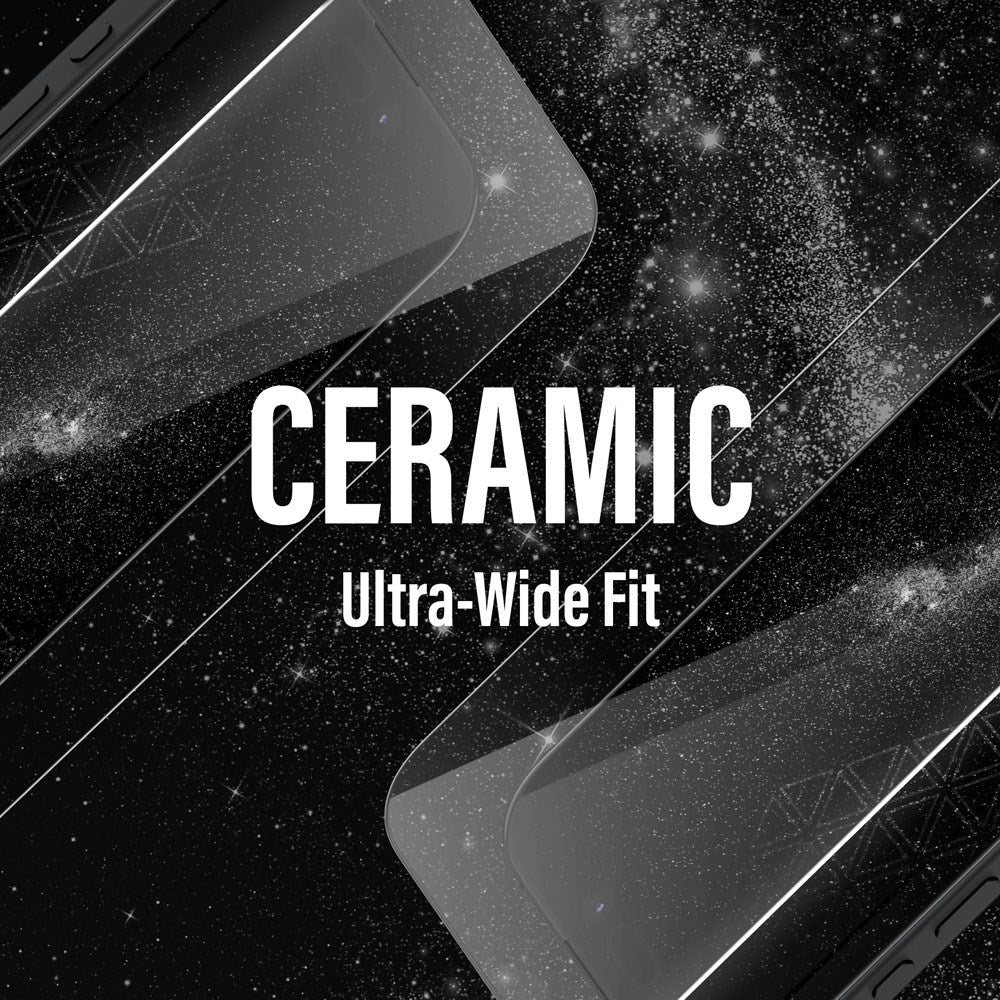 PanzerGlass iPhone 16 Pro Ultra Wide Fit Ceramic Beskyttelsesglas m. EasyAligner - Sort Kant