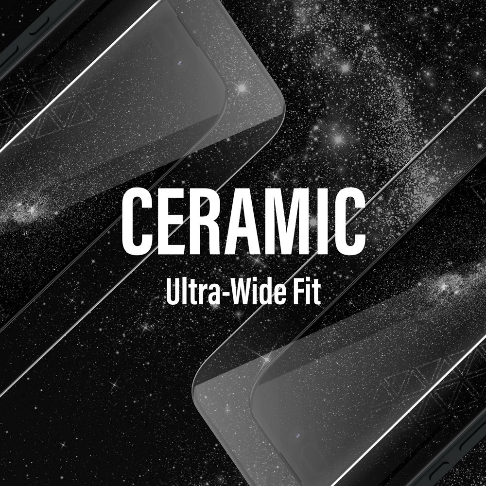 PanzerGlass iPhone 16 Pro Max Ultra Wide Fit Ceramic Beskyttelsesglas m. EasyAligner - Sort Kant