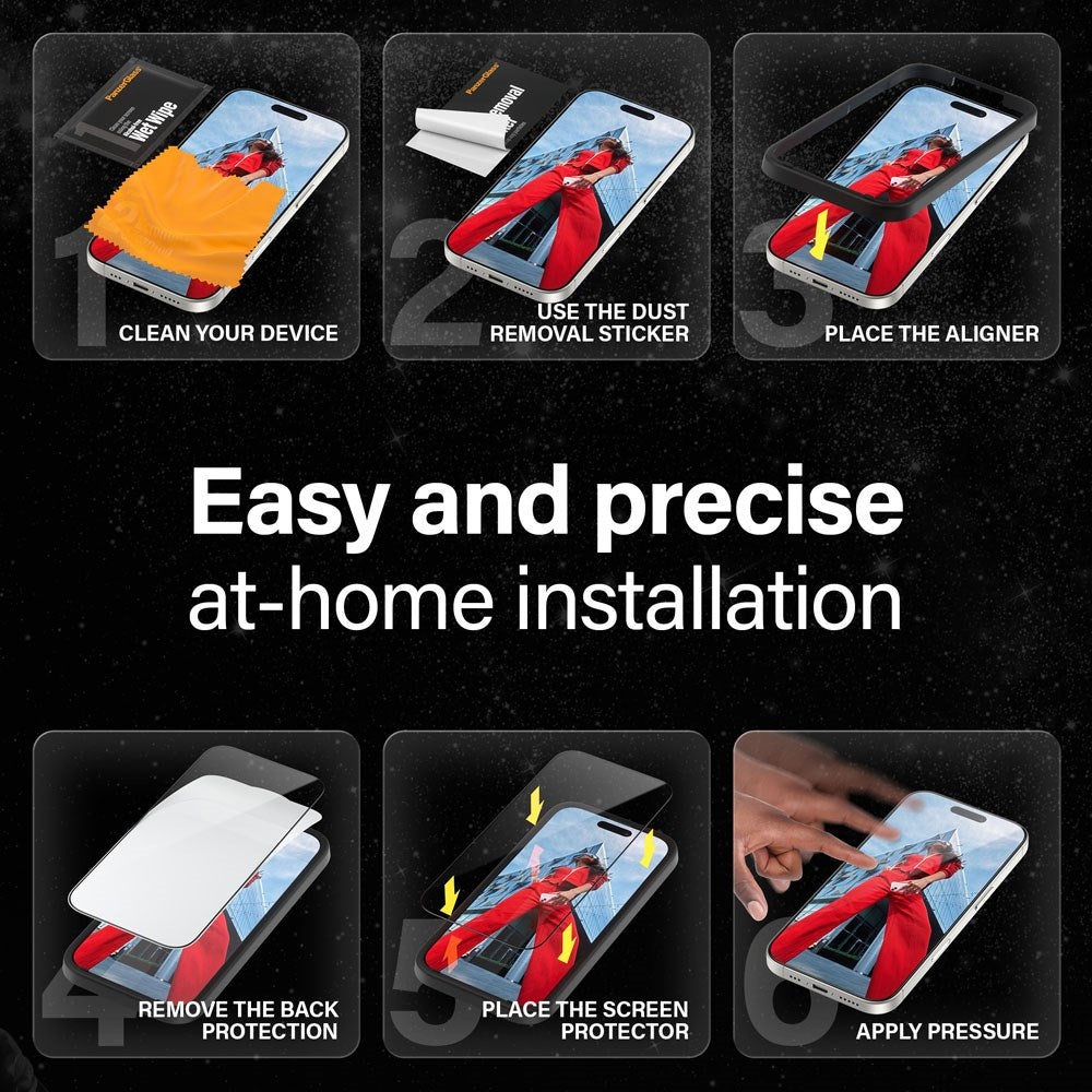 PanzerGlass iPhone 16 Pro Max Ultra Wide Fit Ceramic Beskyttelsesglas m. EasyAligner - Sort Kant