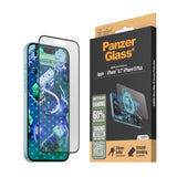 PanzerGlass iPhone 16 Plus Ultra Wide Fit Beskyttelsesglas m. EasyAligner - Anti-Reflective - Diamond Strength - Gennemsigtig / Sort Kant