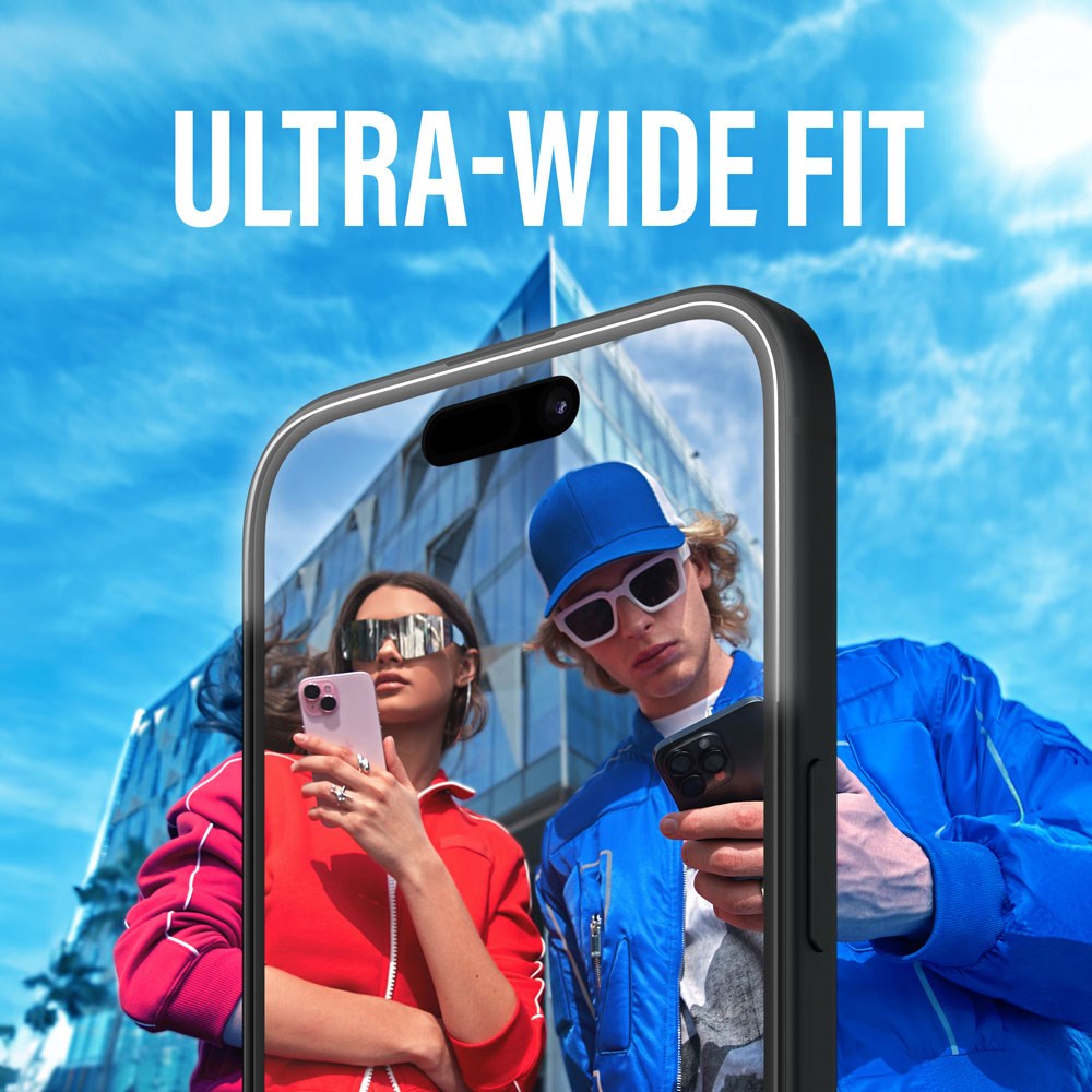 PanzerGlass iPhone 16 Pro Max Ultra Wide Fit Beskyttelsesglas m. EasyAligner - Diamond Strength - Gennemsigtig / Sort Kant