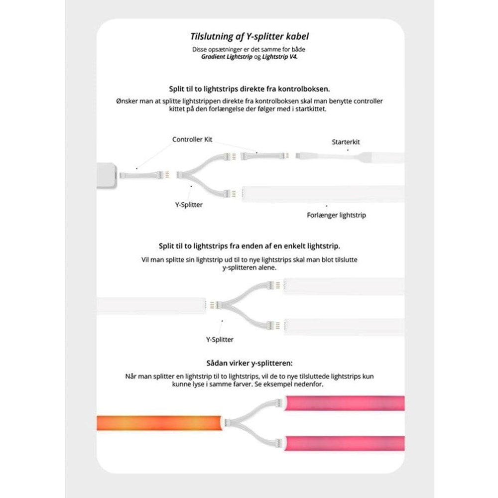 Light Solutions - Philips Hue LightStrip V4 Y-Splitter - Hvid