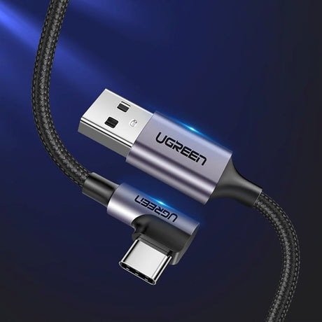 Ugreen 18W Vinklet USB-A til USB-C Kabel - 2m - Sort