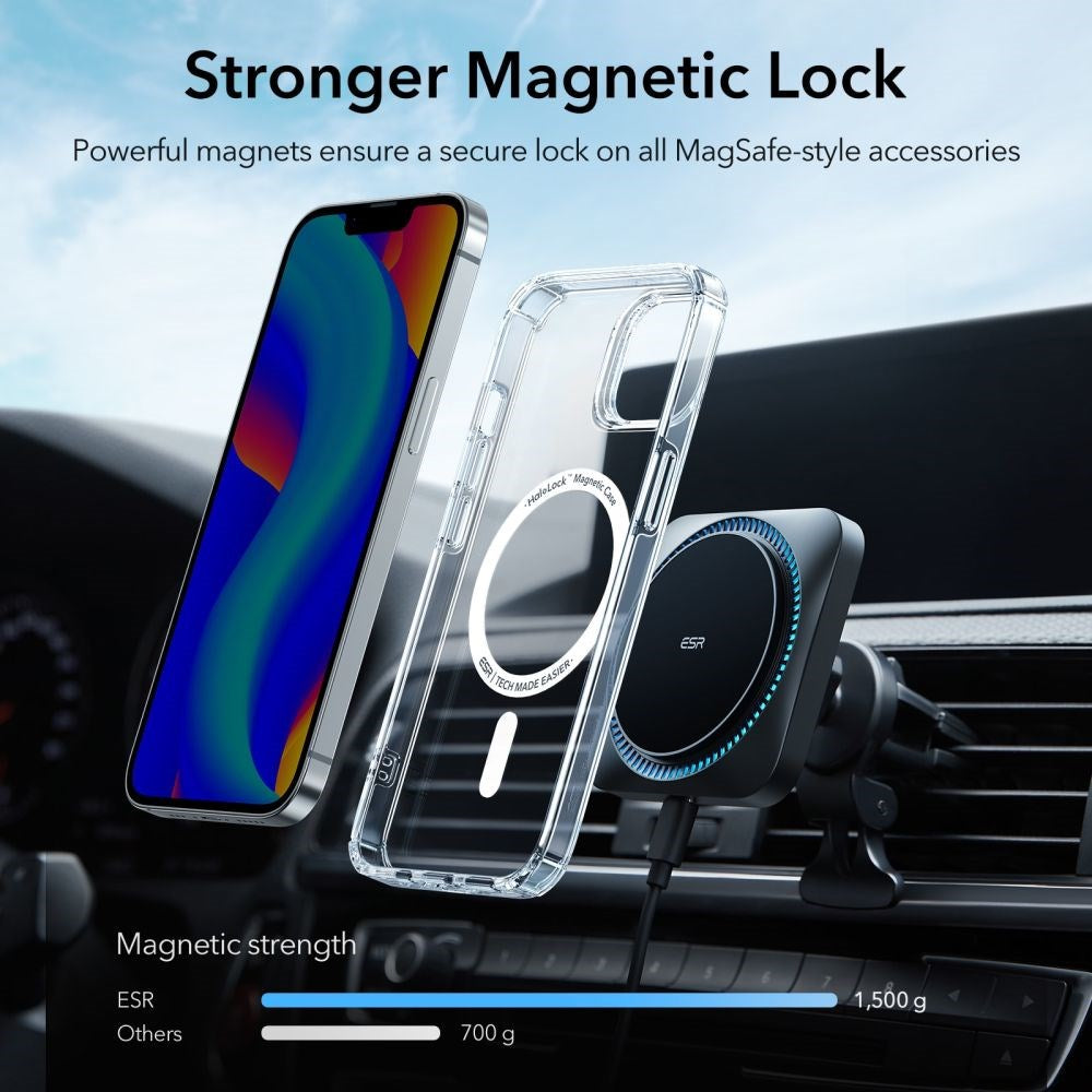 ESR iPhone 14 Plus Krystec Halolock Bagside Cover - MagSafe Kompatibel - Gennemsigtig