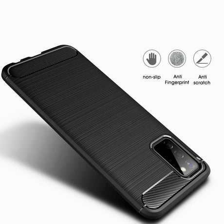 Samsung Galaxy A02s Tech-Protect Fleksibelt Plastik Carbon Cover - Sort