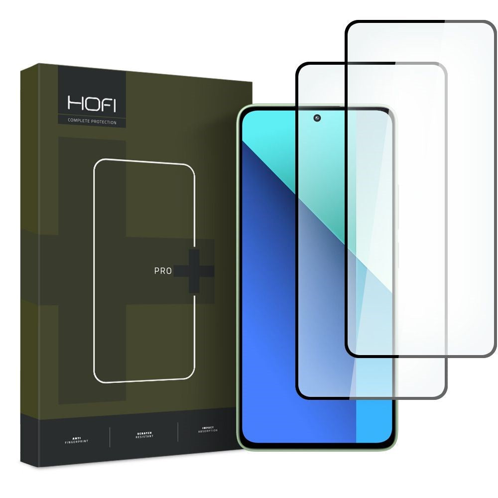 Hofi Xiaomi Redmi Note 13 (4G)Glass Pro+ Skærmbeskyttelsesglas - Case Friendly - 2-Pak - Sort Kant