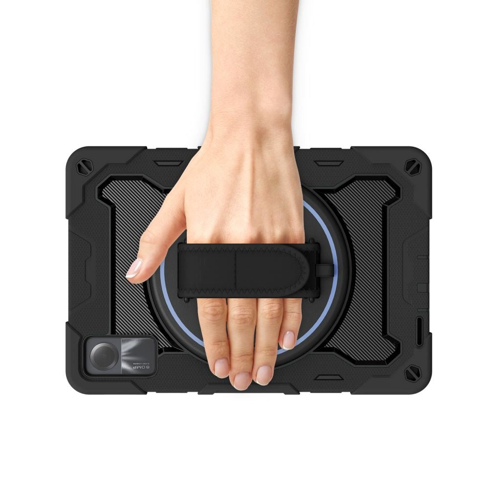 Xiaomi Redmi Pad SE Cover m. Beskyttelsesfilm, Håndholder & Skulderstrop - Tech-Protect Solid360 - Sort