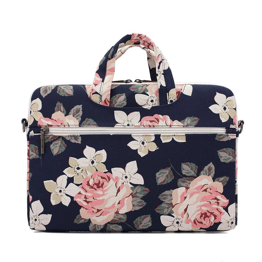 Canvaslife Briefcase Taske Til MacBook / PC 13-14" - Navy Rose