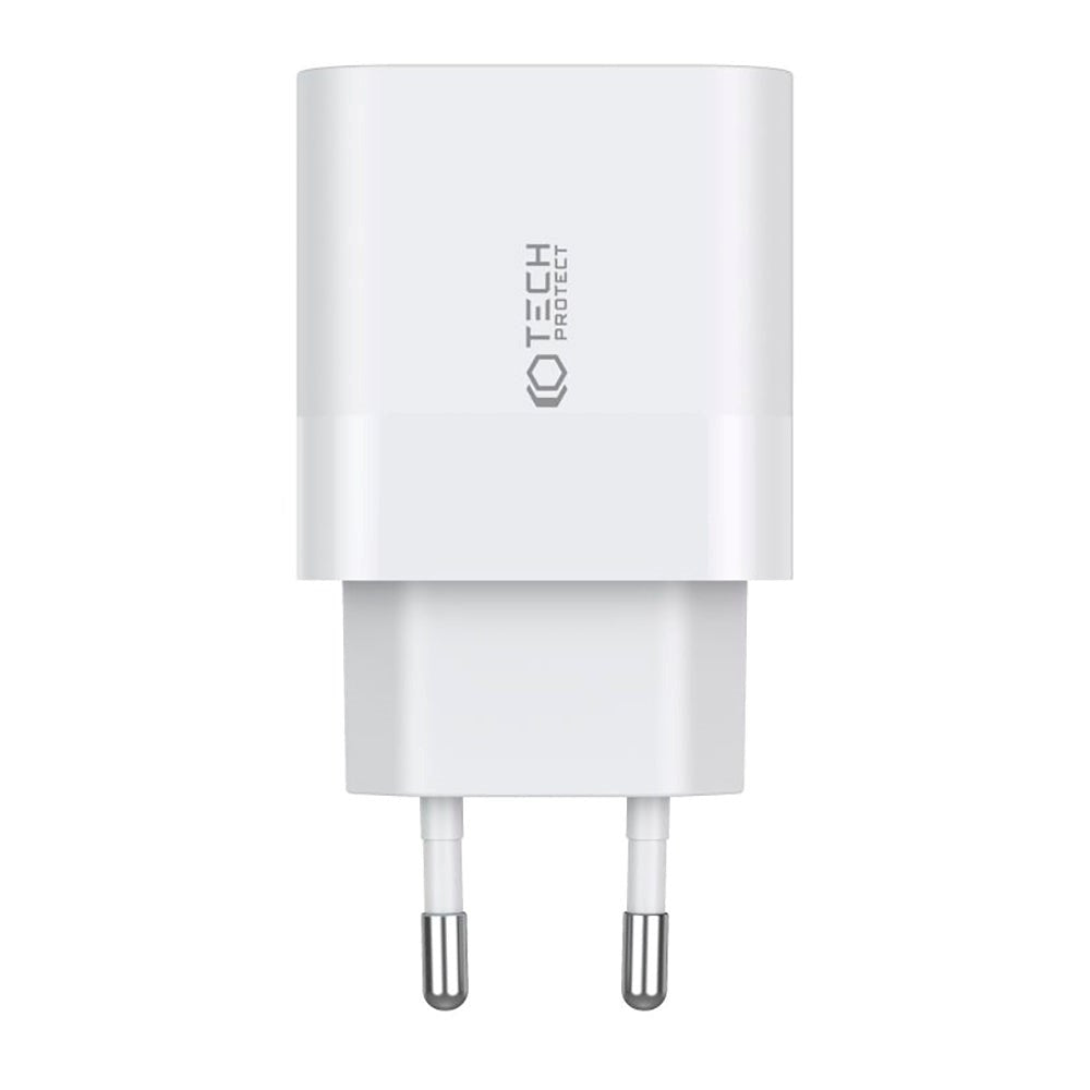 20W Vægoplader m. 2 x USB-C & USB-C Kabel fra Tech-Protect - Hvid