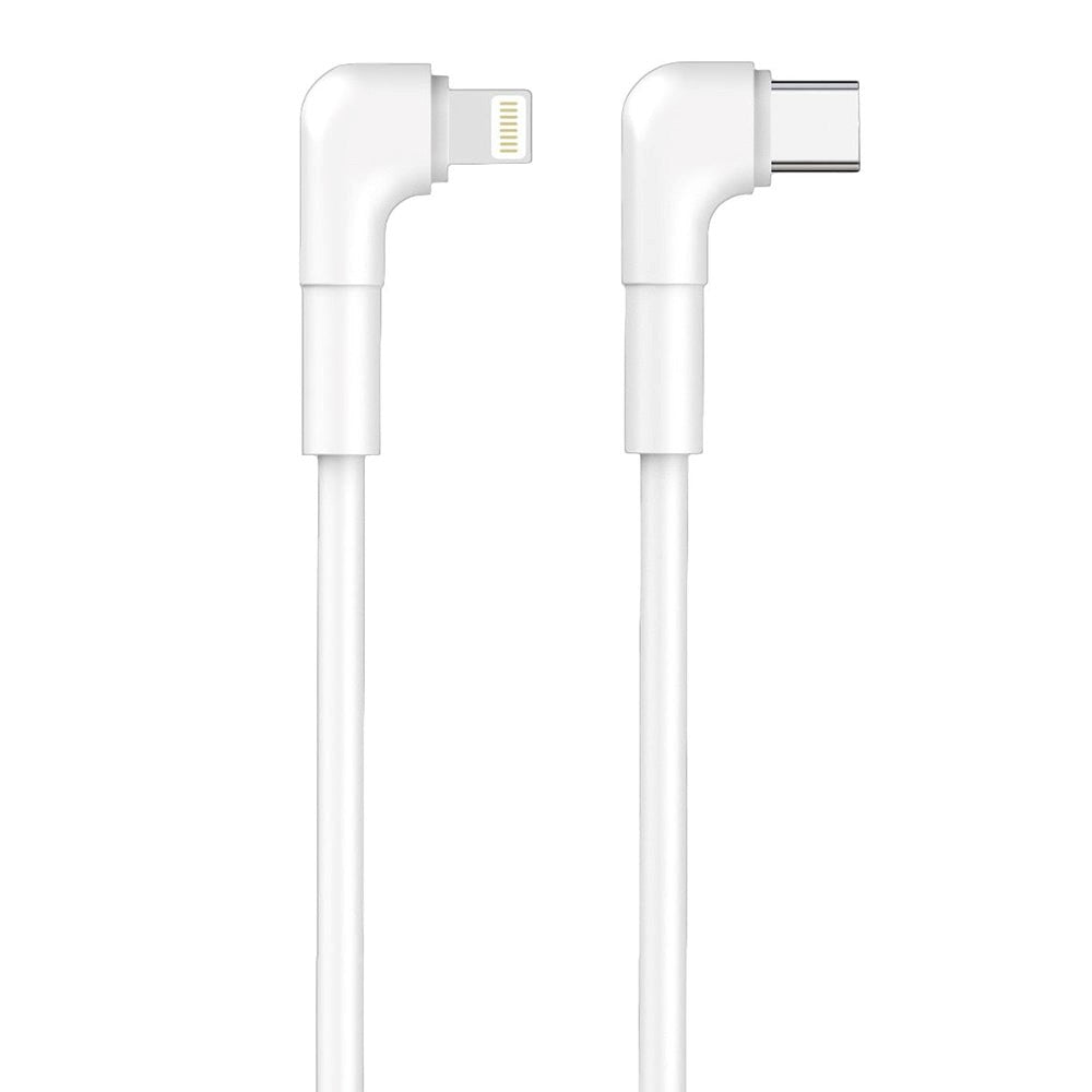 Maxlife USB-C til Lightning Vinkel Kabel 27W - 1m - Hvid