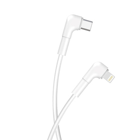 Maxlife USB-C til Lightning Vinkel Kabel 27W - 1m - Hvid