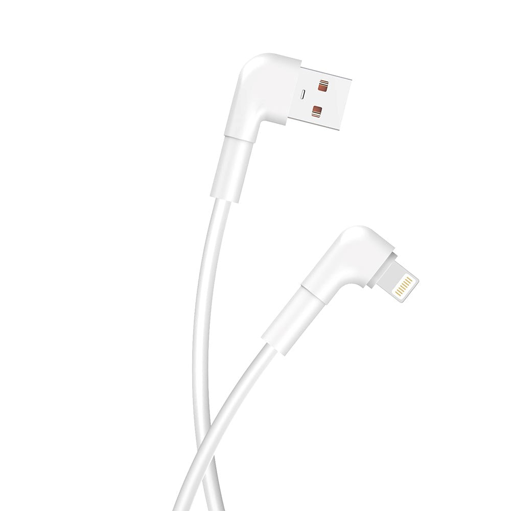 Maxlife USB-A til Lightning Vinkel Kabel 12W - 1m - Hvid