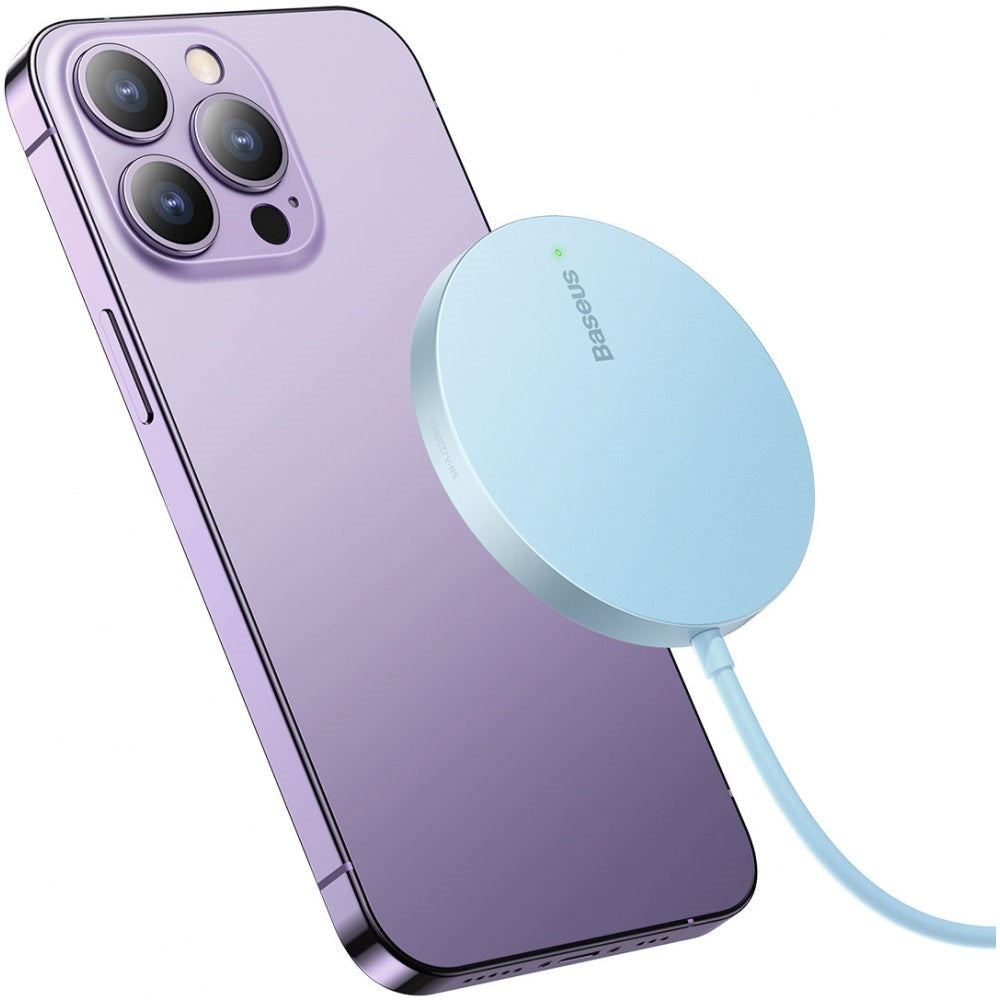 Baseus Simple Mini3 Trådløs Oplader m. Magnet - MagSafe Kompatibel - Blå