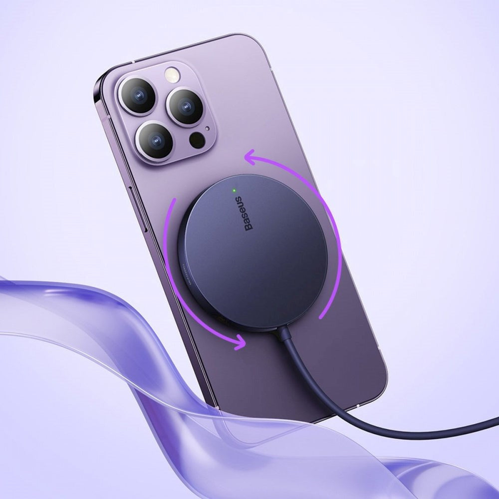 Baseus Simple Mini3 Trådløs Oplader m. Magnet - MagSafe Kompatibel - Blå