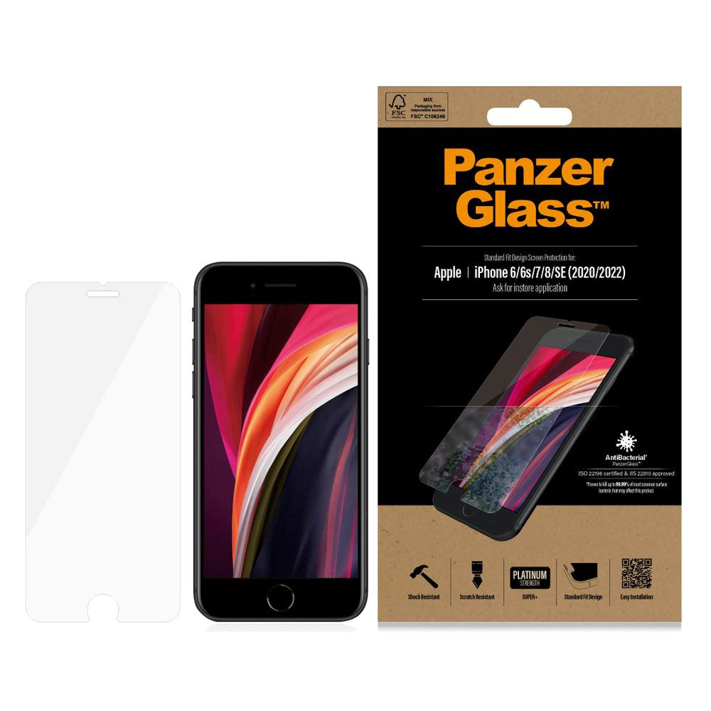 iPhone SE (2022/2020) / 8 / 7 / 6 / 6s PanzerGlass Standard Fit Skærmbeskyttelse - Gennemsigtig