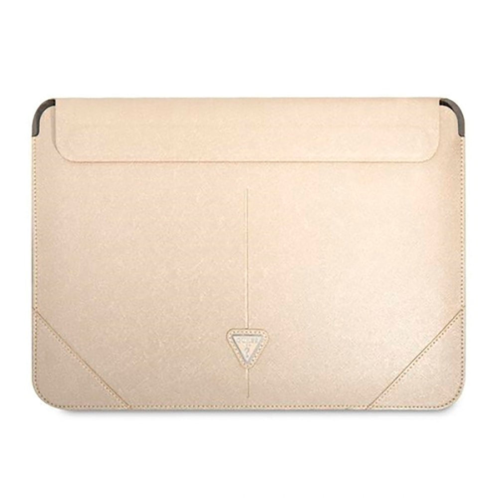 Guess Protective Macbook Sleeve 13" / 14" (33 x 23 cm) - Beige - Saffiano Triangle