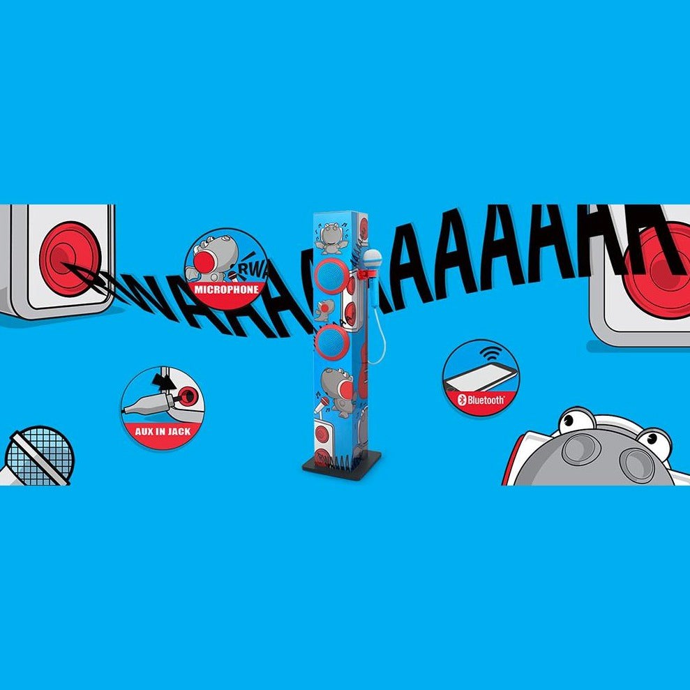 MUSE Karaoke Bluetooth Højttaler til Børn m. Mikrofon - Rød & Blå Drage