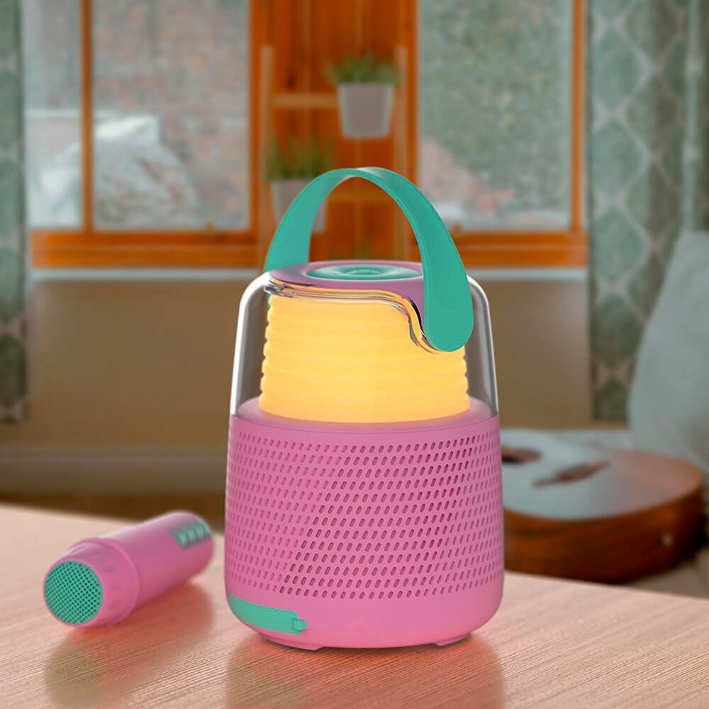 Højtaler Karaoke Sæt m. Mikrofon MOB - Lyserød