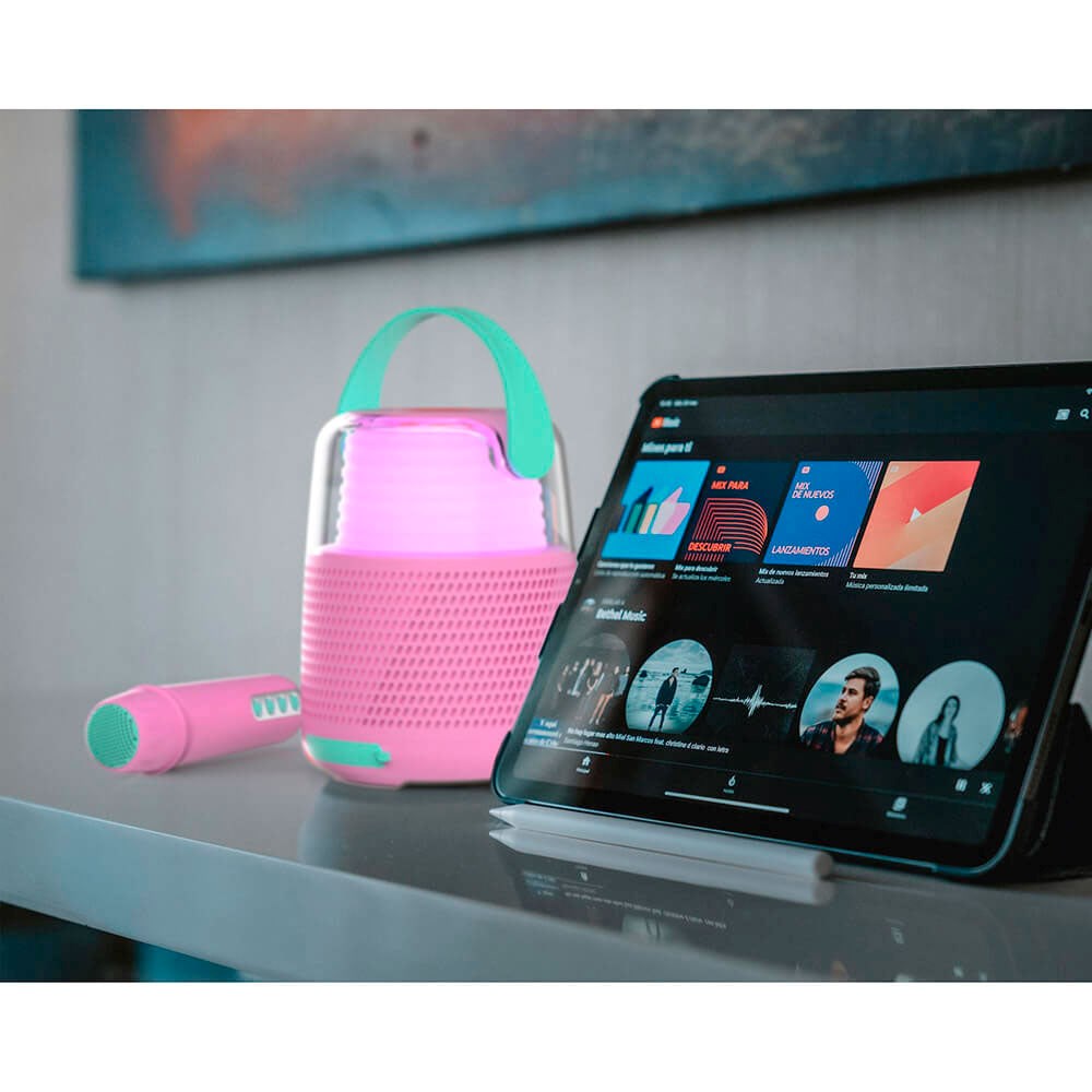 Højtaler Karaoke Sæt m. Mikrofon MOB - Lyserød