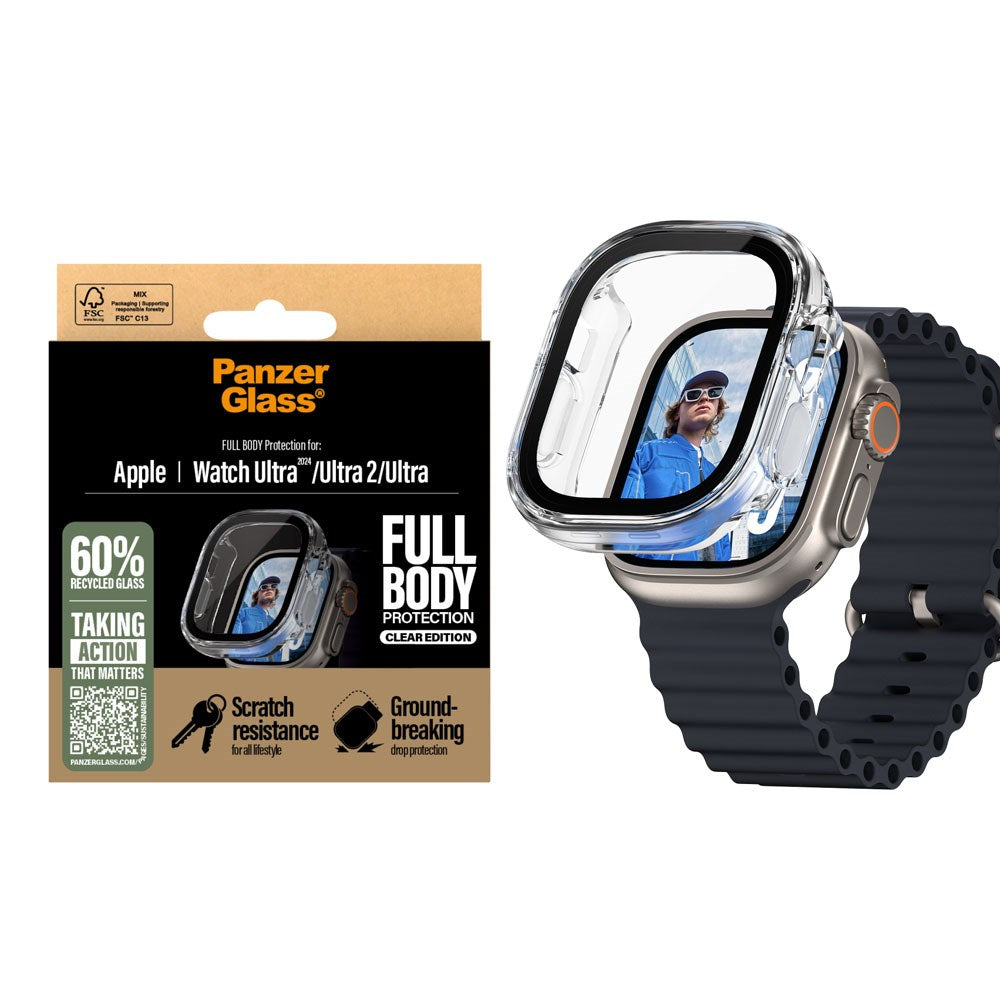 PanzerGlass Apple Watch Ultra 3/2/1 (49mm) Snappie Full Body Cover + Skærmbeskyttelse - Transparent
