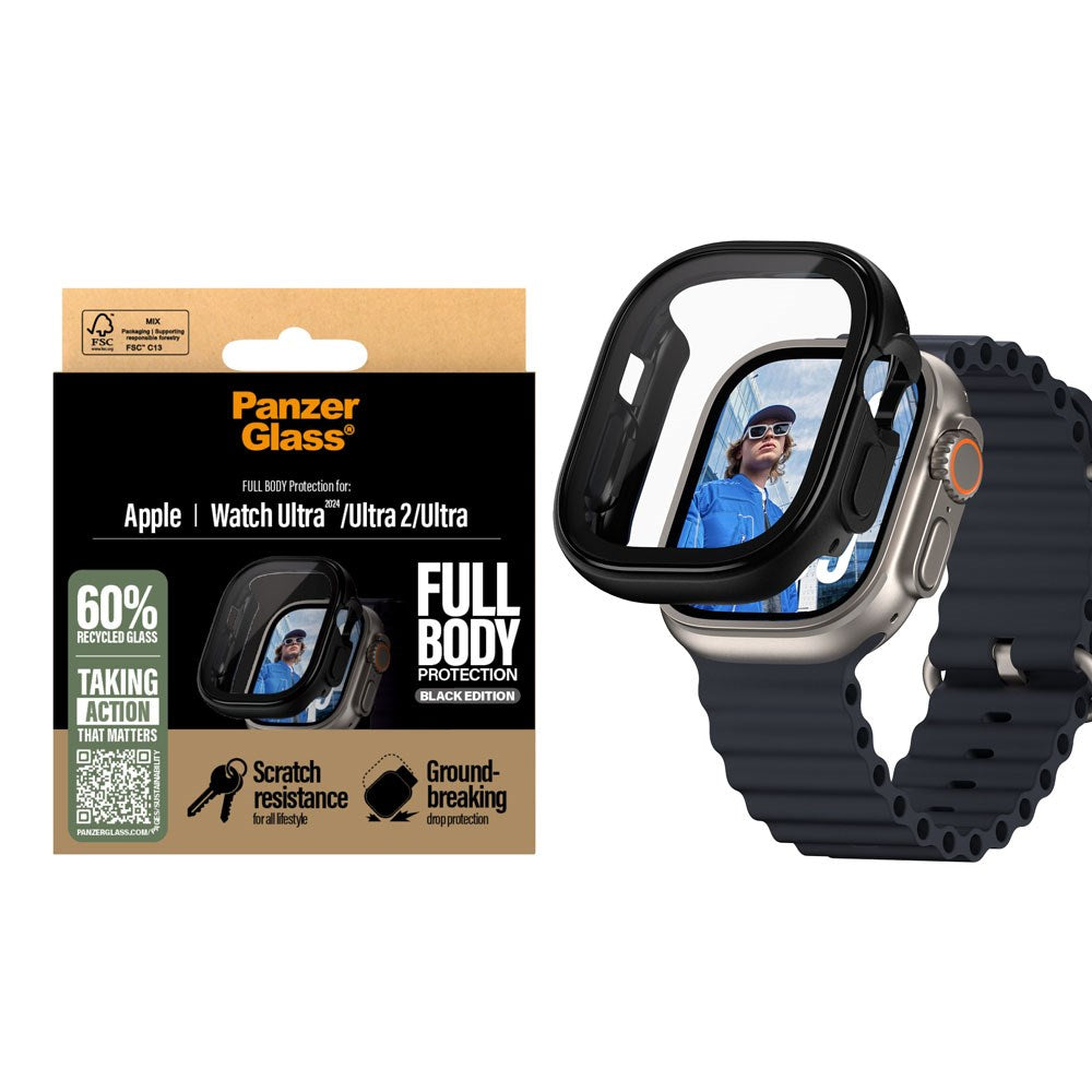PanzerGlass Apple Watch Ultra 3/2/1 (49mm) Snappie Full Body Cover + Skærmbeskyttelse - Sort