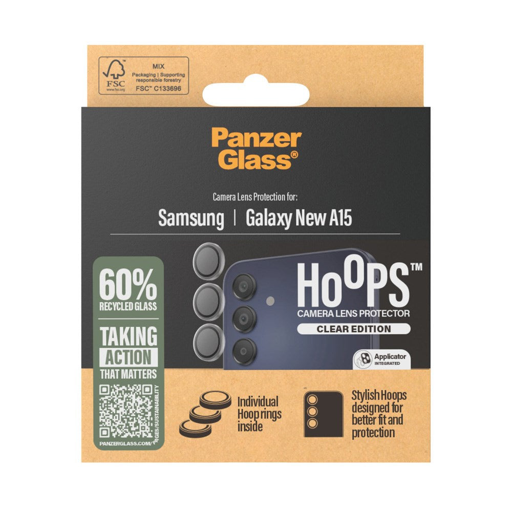 PanzerGlass Samsung Galaxy A16 (4G/5G) Hoops - Beskyttelse til Kamera - Gennemsigtig / Sort