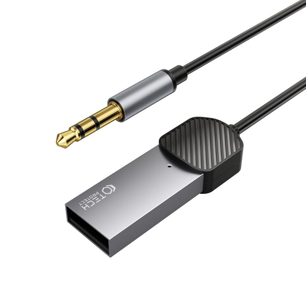 Tech-Protect Ultraboost AUX Kabel m. Bluetooth - 1m - Grå
