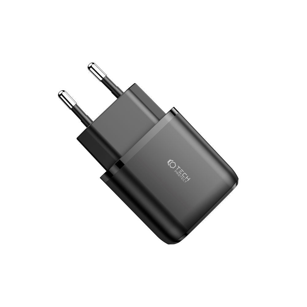 Tech-Protect 20W Vægoplader m. 1 x USB-C & 1 x USB-A - Sort