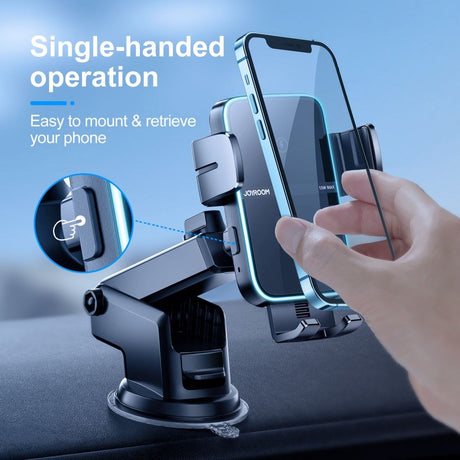 Joyroom JR-ZS246 Car Mount Bilholder m. Trådløs Opladning & Sugekop 15W - Max Mobil: 60 - 85mm - Sort