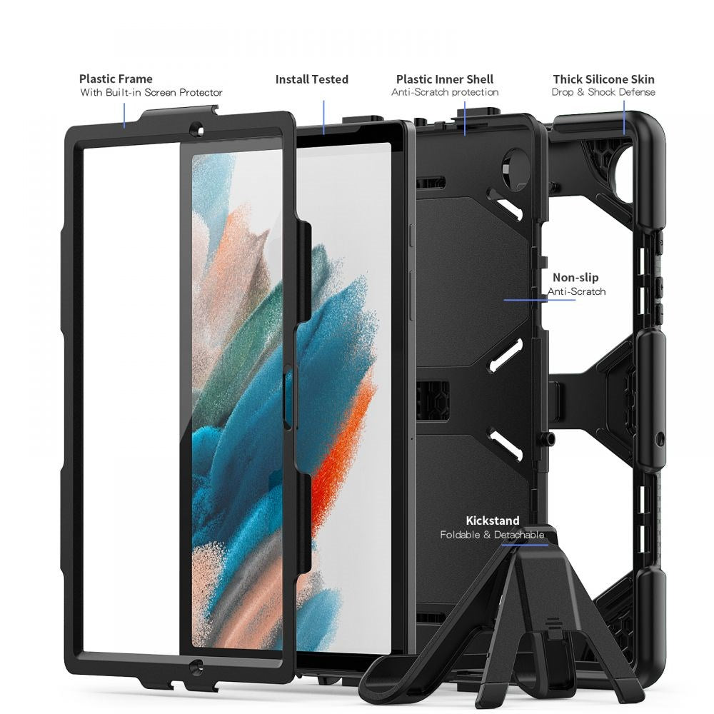 Tech-Protect Samsung Galaxy Tab A8 10.5" (2021) Survive Cover m. Beskyttelsesfilm & Kickstand - Sort