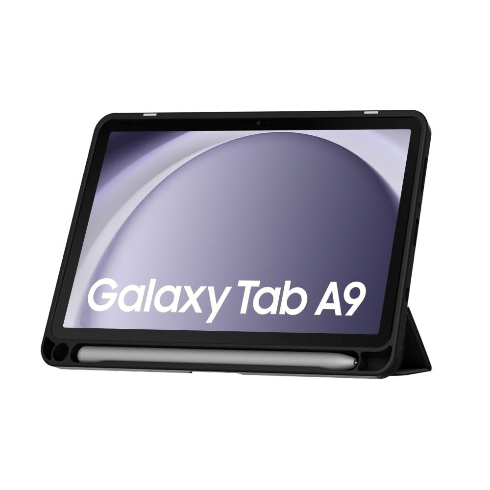 Samsung Galaxy Tab A9 SC Hybrid Tri-fold Cover - Sort / Gennemsigtig